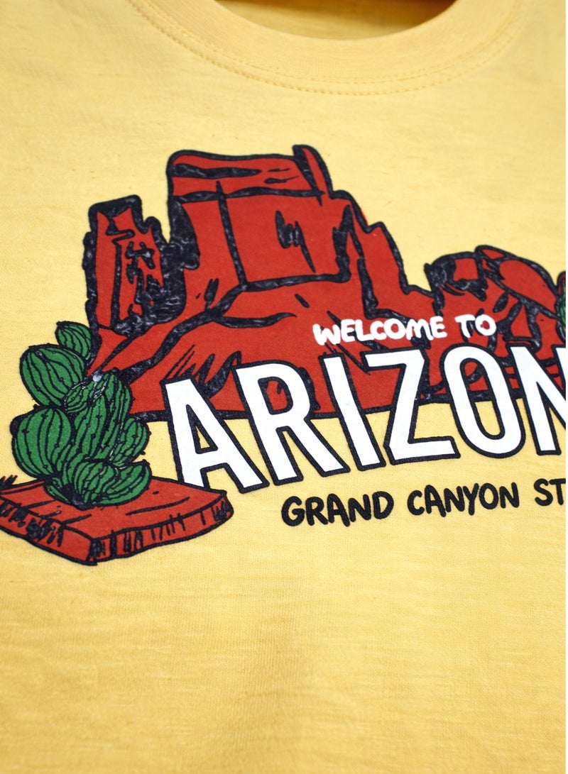 victor and jane Boys Arizona Graphic T-Shirt & Rust Orange Shorts Set - Image 3